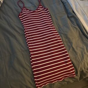 Forever 21 Red and White Striped Midi Dress
